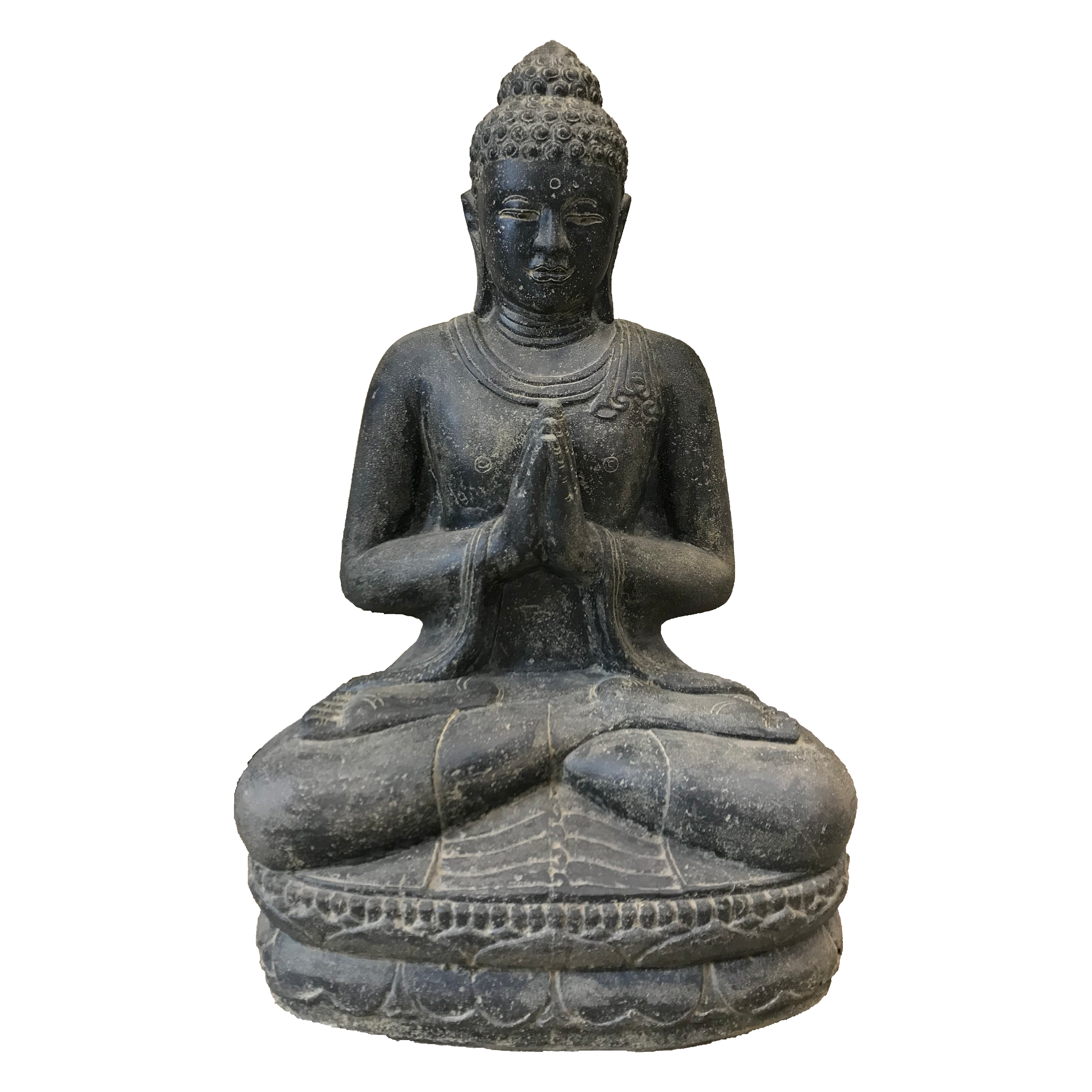 Buddha sitzend, indisch, Steinguss